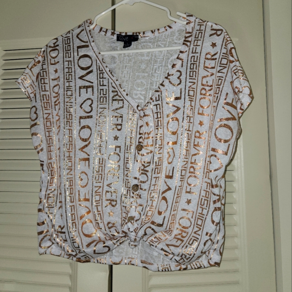 Rainbow Short Sleeve Crop Top Love Design L